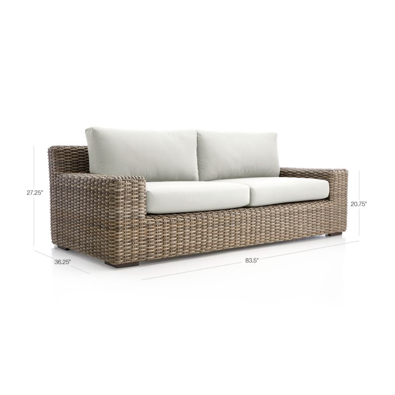 View Abaco 83" Resin Wicker Outdoor Sofa with White Sand Sunbrella ® Cushions - image 2 of 17