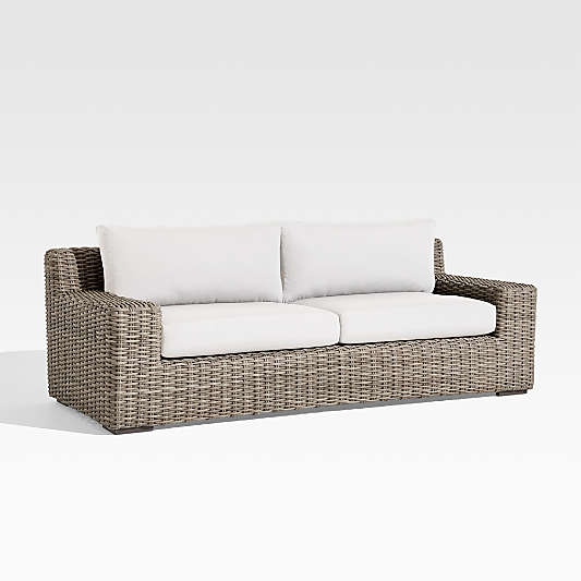 Abaco 83" Resin Wicker Outdoor Sofa with Natural Sunbrella ® Cushions