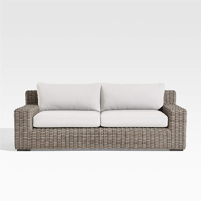 Abaco Outdoor Sofa With White Sunbrella, Dry Fast Foam For Outdoor Cushions Canada
