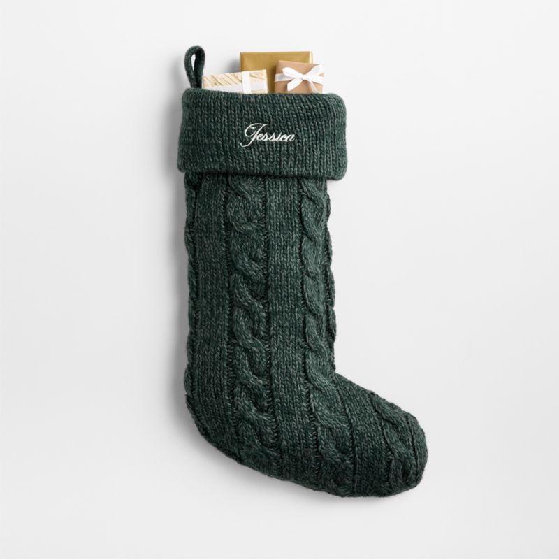 Green Cable Knit Christmas Stocking - image 7 of 11