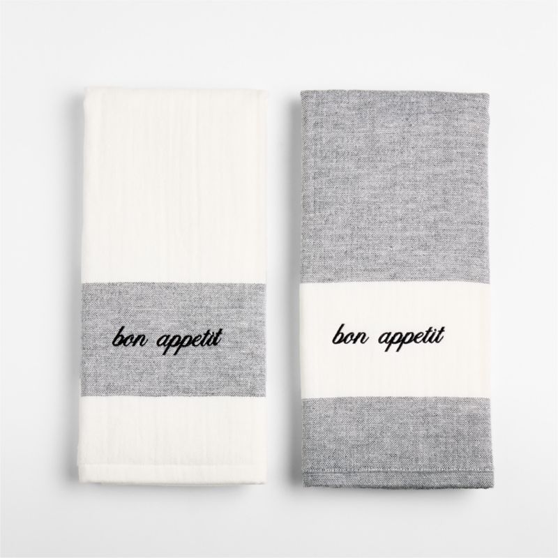 Cucina Black Organic Cotton Dish Towel, Set of 2 - image 2 of 4