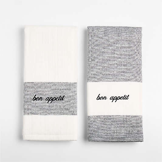 Cucina Black Organic Cotton Dish Towel, Set of 2