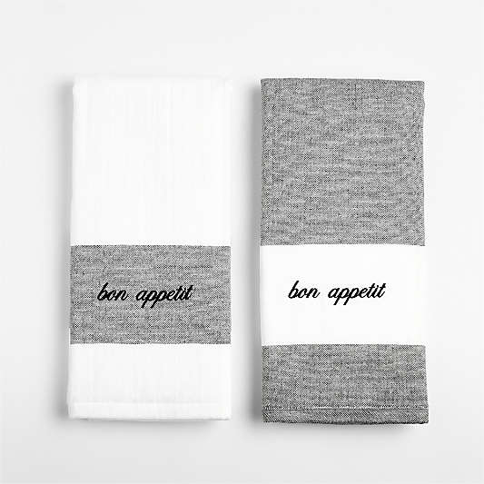 Cucina Black Organic Cotton Dish Towel, Set of 2