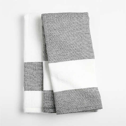 Cucina Black Organic Cotton Dish Towel, Set of 2
