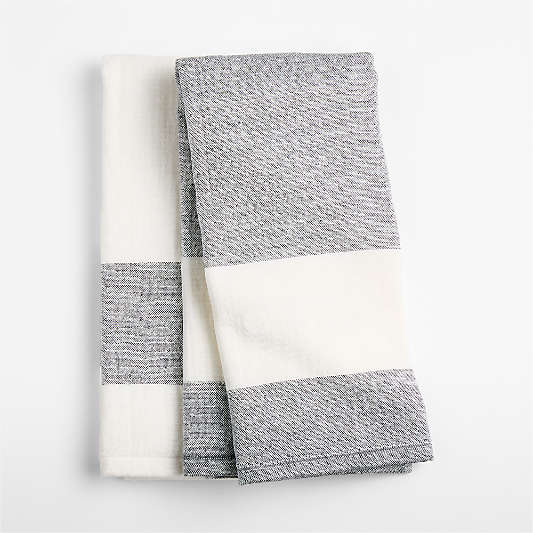 Cucina Black Organic Cotton Dish Towel, Set of 2