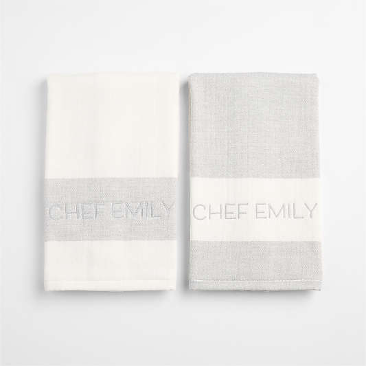 Cucina Grey Organic Cotton Dish Towel, Set of 2