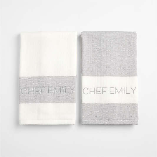 Cucina Grey Organic Cotton Dish Towel, Set of 2