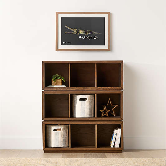 Cade 40" Set of 3 Deep Brown Wood Cube Stackable Bookcases