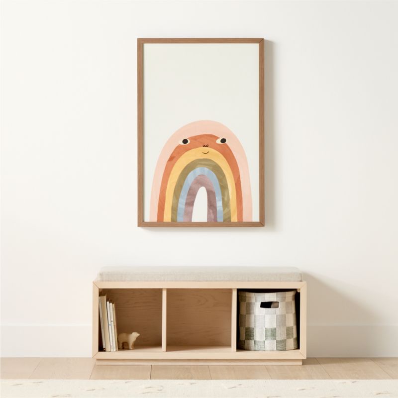Cade 40" Sunwashed Wood 3-Cube Bookcase with Natural Bench Cushion - image 2 of 8