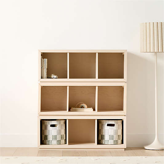 Cade 40" Set of 3 Sunwashed Wood Cube Stackable Bookcases