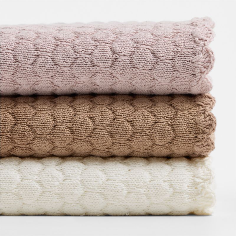 Cuddle Crochet Trim Wisper Rose Organic Cotton Baby Stroller Blanket - image 1 of 6