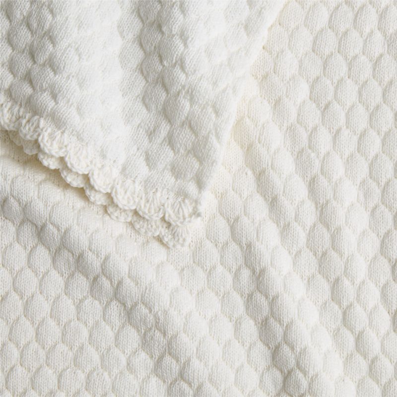 Cuddle Crochet Trim Pampas Ivory Organic Cotton Baby Stroller Blanket - image 5 of 6