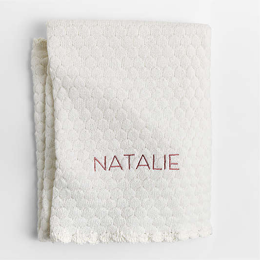 Cuddle Crochet Trim Pampas Ivory Organic Cotton Baby Stroller Blanket