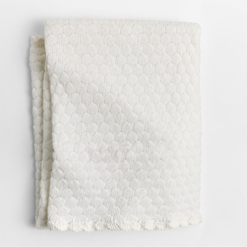 Cuddle Crochet Trim Pampas Ivory Organic Cotton Baby Stroller Blanket - image 2 of 6