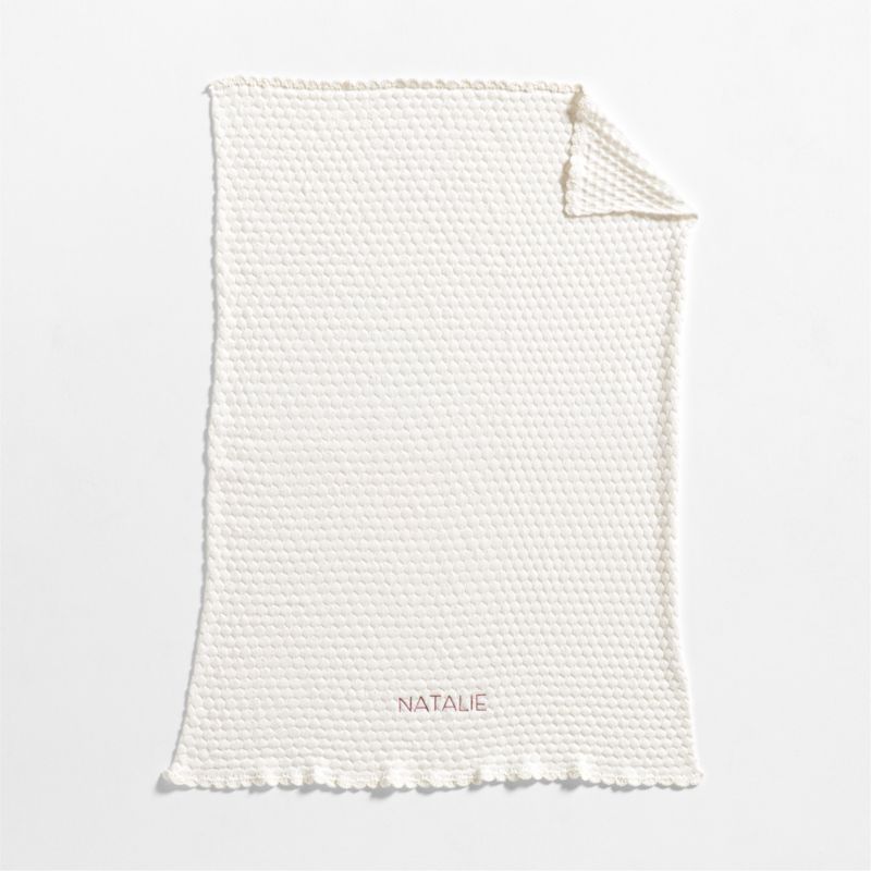 Cuddle Crochet Trim Pampas Ivory Organic Cotton Baby Stroller Blanket - image 3 of 6