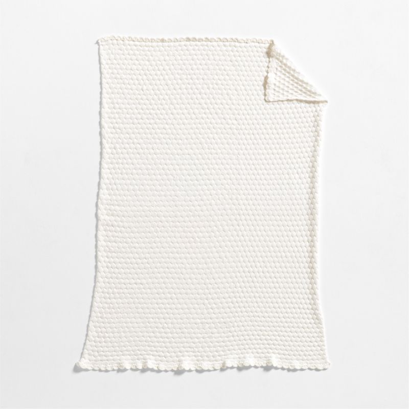 Cuddle Crochet Trim Pampas Ivory Organic Cotton Baby Stroller Blanket - image 4 of 6