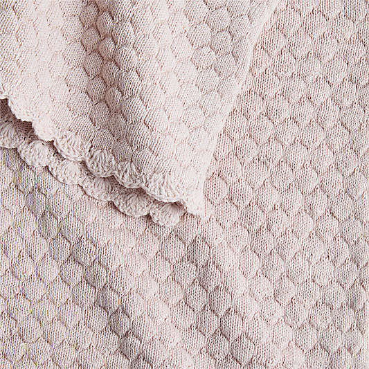 Cuddle Crochet Trim Wisper Rose Organic Cotton Baby Stroller Blanket