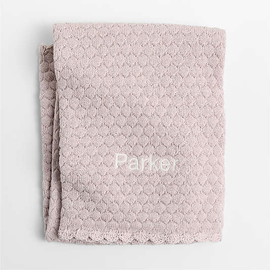 Cuddle Crochet Trim Wisper Rose Organic Cotton Baby Stroller Blanket