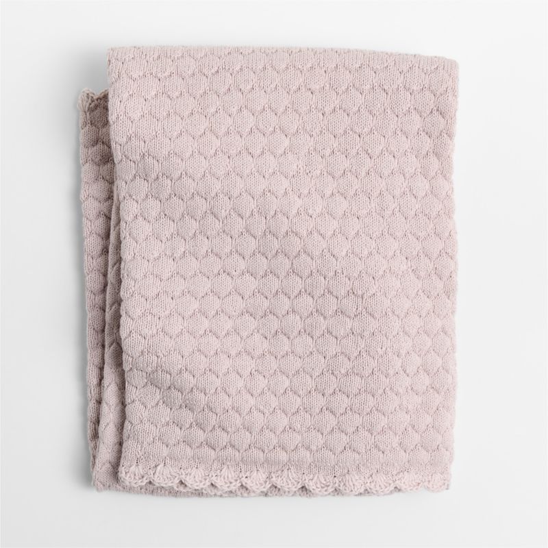 Cuddle Crochet Trim Wisper Rose Organic Cotton Baby Stroller Blanket - image 2 of 6