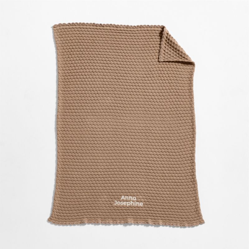 Cuddle Crochet Trim Almond Brown Organic Cotton Baby Stroller Blanket - image 3 of 6