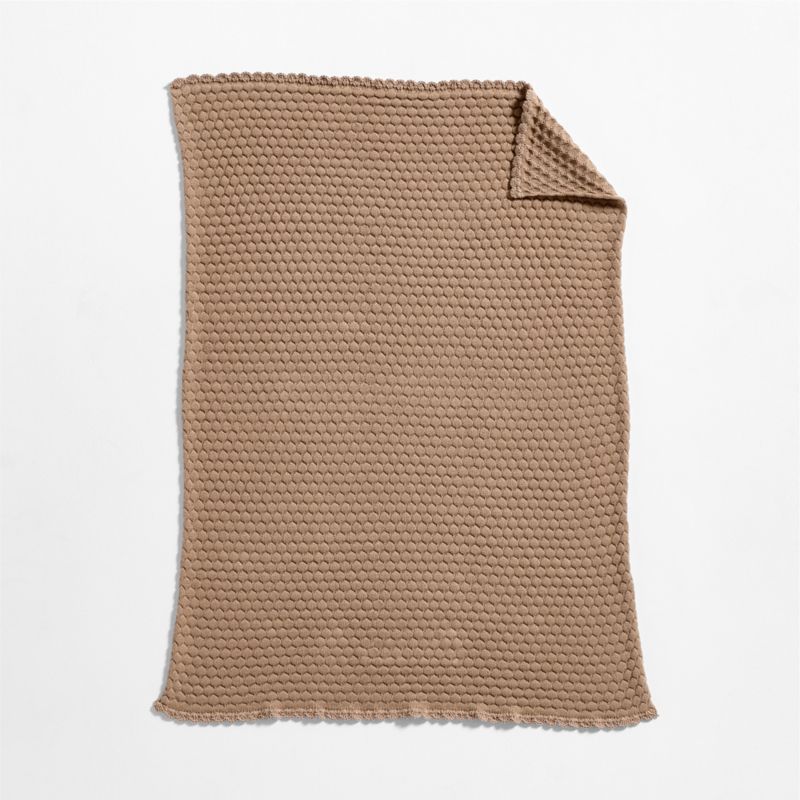 Cuddle Crochet Trim Almond Brown Organic Cotton Baby Stroller Blanket - image 4 of 6