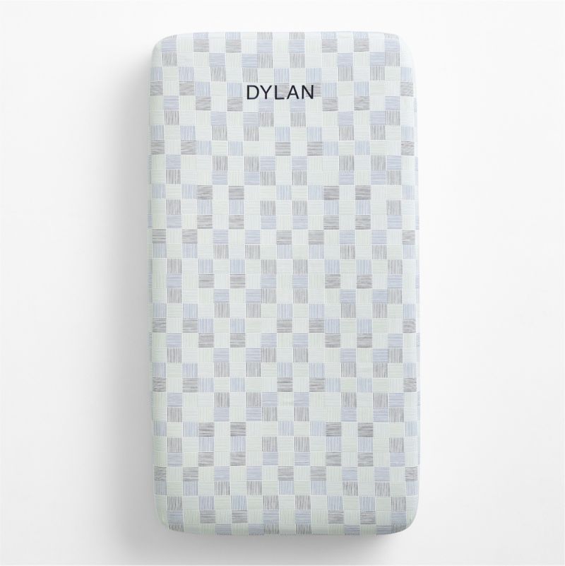Caden Checker Blue Organic Cotton Baby Crib Fitted Sheet - image 1 of 5
