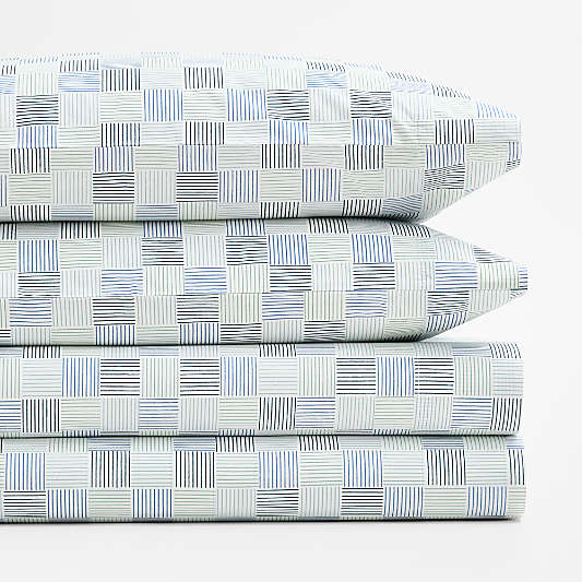 Caden Checker Blue 100% Organic Cotton Kids Full Sheet Set