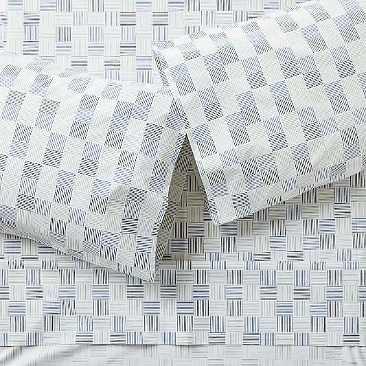 Caden Checker Blue 100% Organic Cotton Kids Sheet Set