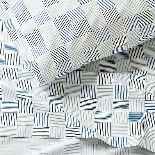 Caden Checker Blue 100% Organic Cotton Kids Sheet Set