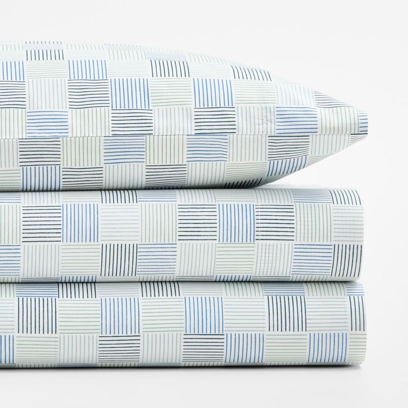 Caden Checker Blue 100% Organic Cotton Kids Twin Sheet Set - image 1 of 6