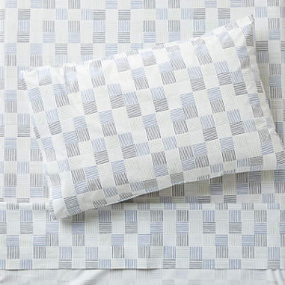 Caden Checker Blue 100% Organic Cotton Kids Twin Sheet Set