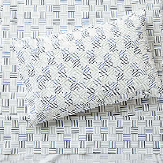 Caden Checker Blue 100% Organic Cotton Kids Twin Sheet Set