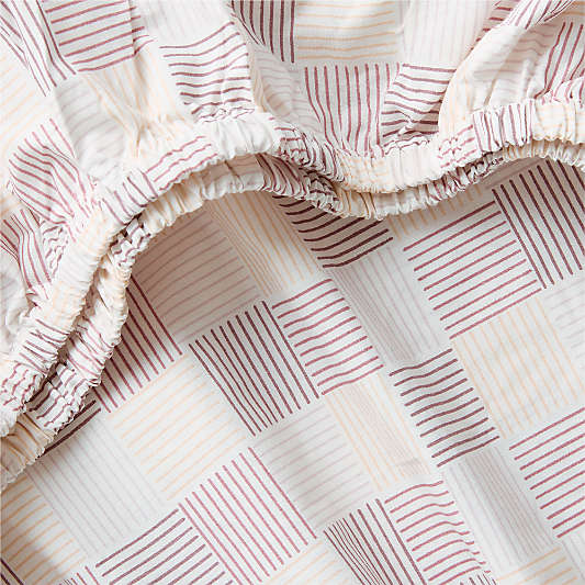 Caden Checker Purple 100% Organic Cotton Baby Crib Fitted Sheet
