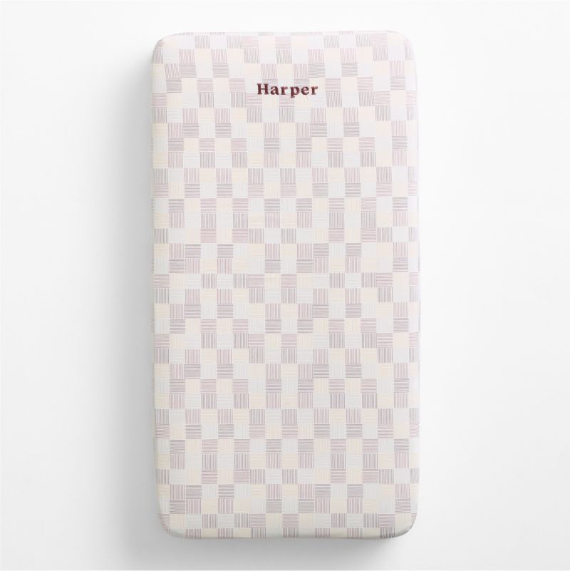 Caden Checker Purple 100% Organic Cotton Baby Crib Fitted Sheet - image 1 of 5