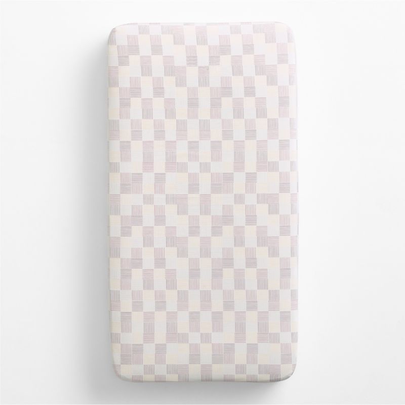 Caden Checker Purple 100% Organic Cotton Baby Crib Fitted Sheet - image 2 of 5