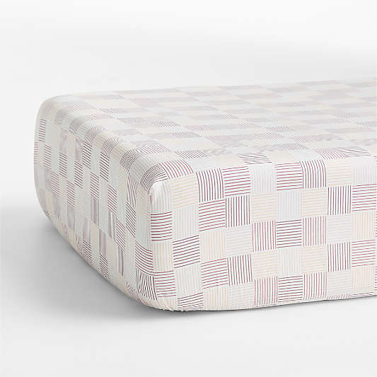 Caden Checker Purple 100% Organic Cotton Baby Crib Fitted Sheet