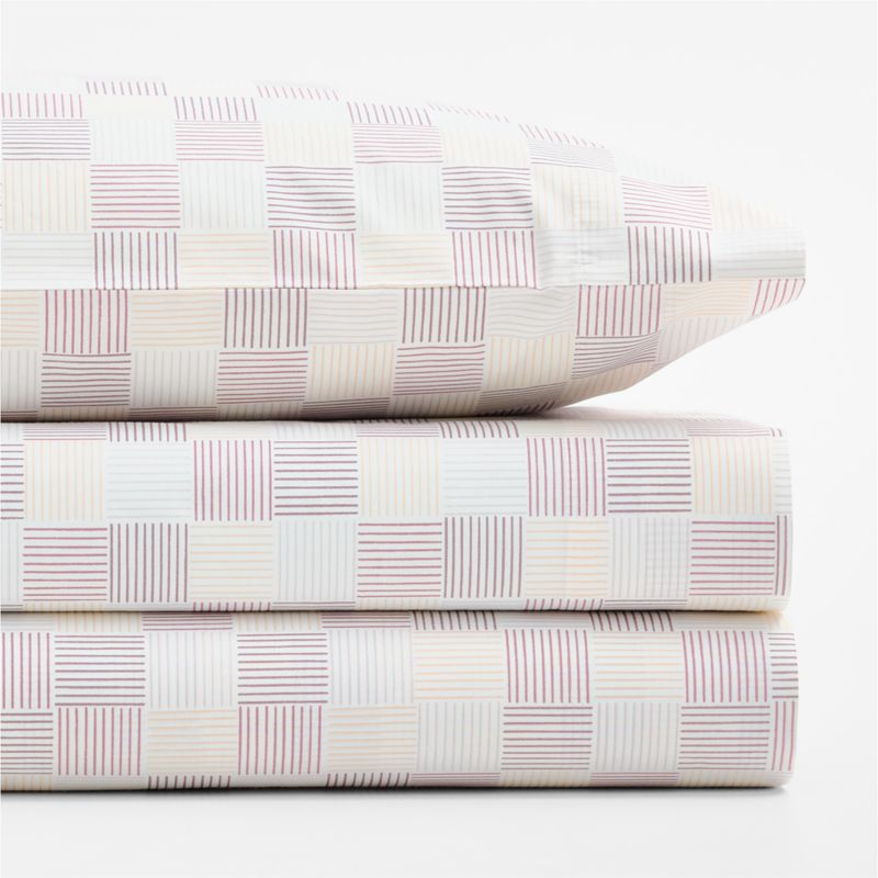 Caden Checker Purple 100% Organic Cotton Kids Twin Sheet Set - image 1 of 6