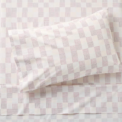 Caden Checker Purple 100% Organic Cotton Kids Twin Sheet Set