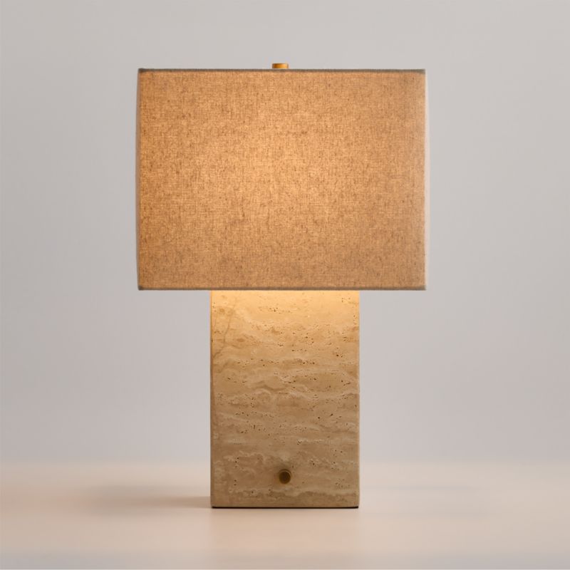 Cadre Travertine Table Lamp with Fabric Shade 20.5" - image 1 of 7