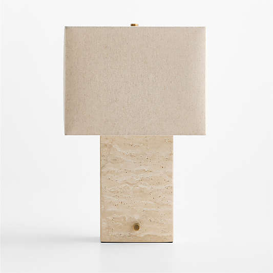 Cadre Travertine Table Lamp with Fabric Shade 20.5"