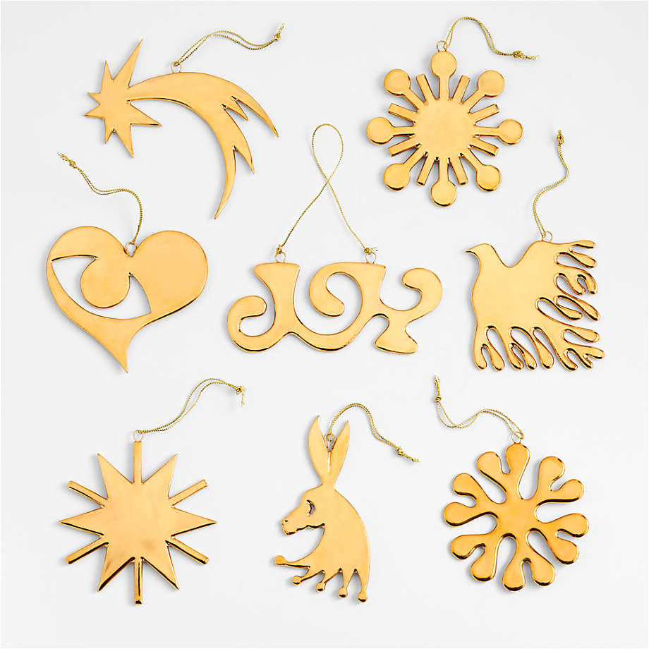 Celebratory Accents Gold-Dipped Porcelain Christmas Tree Ornaments, Set ...