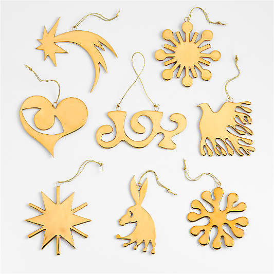 Celebratory Accents Gold-Dipped Porcelain Christmas Tree Ornaments, Set of 8 by Lucia Eames™