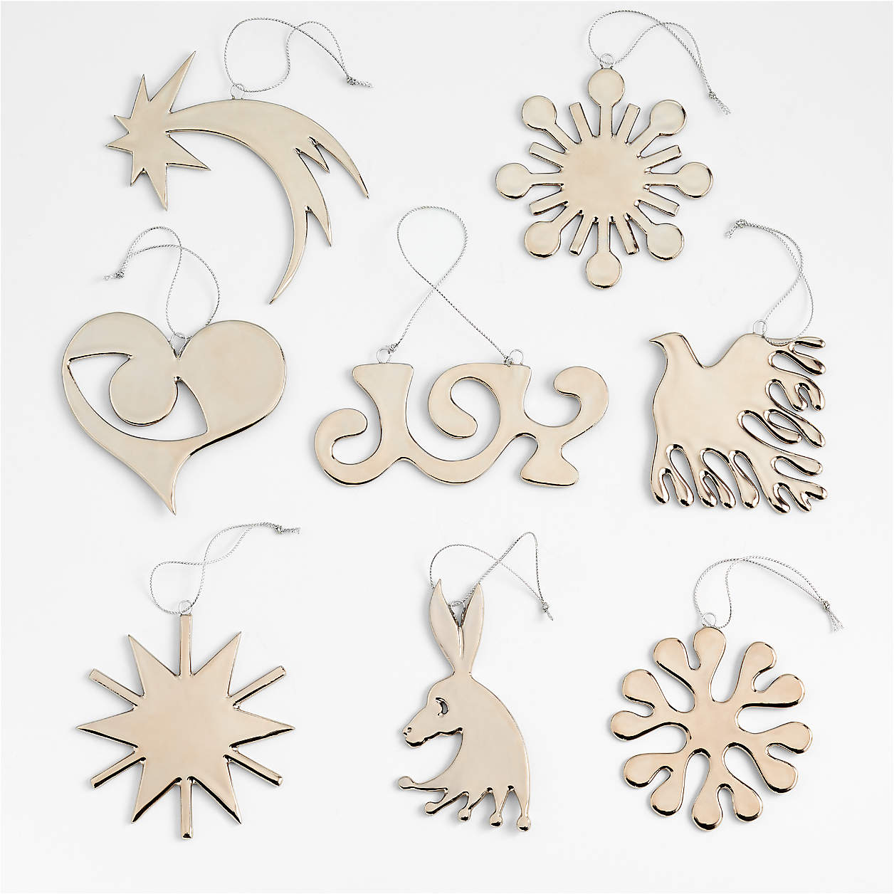 Celebratory Accents PlatinumDipped Porcelain Christmas Tree Ornaments