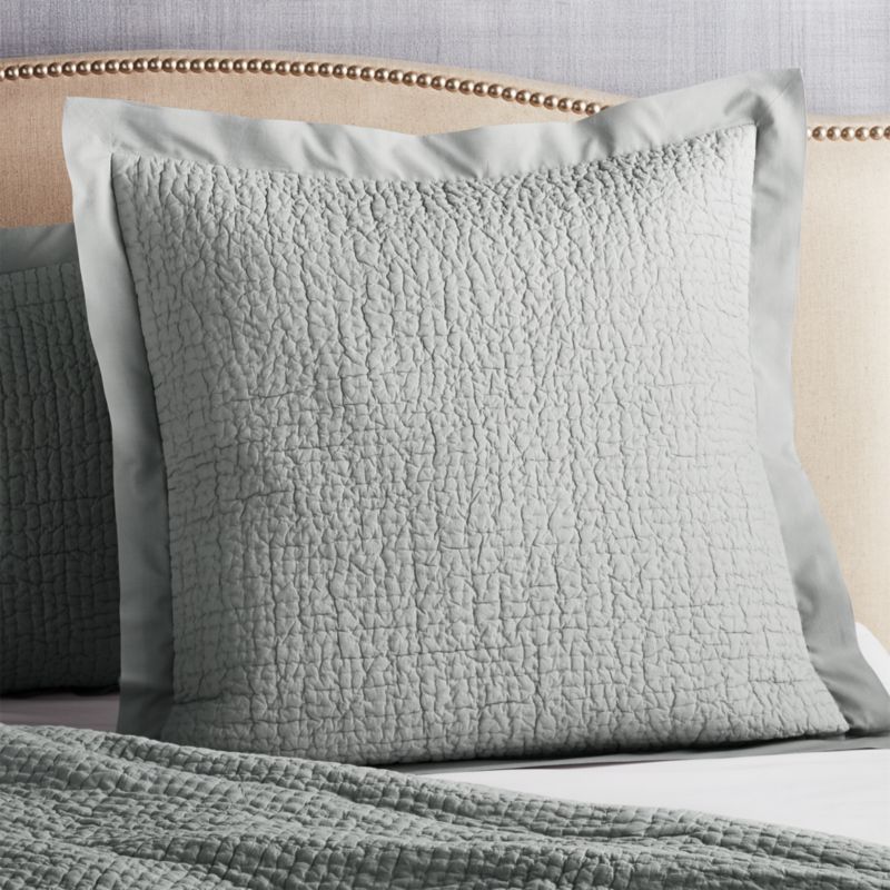 Celeste Grey Solid Euro Sham + Reviews | Crate & Barrel