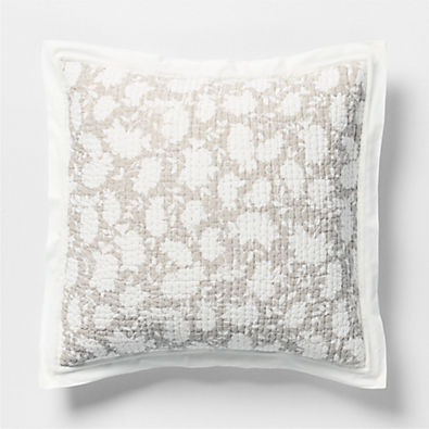 View Celeste Cotton Light Beige Floral Euro Bed Pillow Sham details