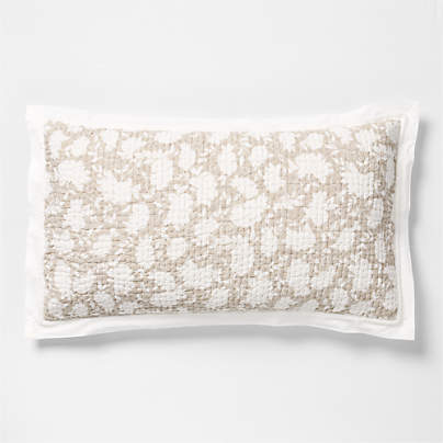 Celeste Washed Cotton Light Beige Floral King Bed Pillow Sham