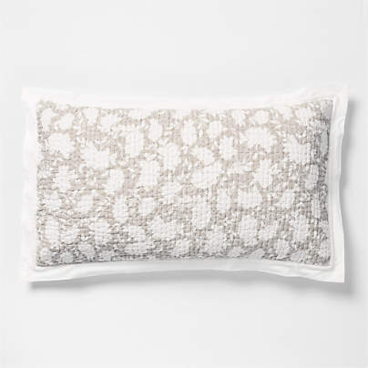 Celeste Washed Cotton Light Beige Floral King Bed Pillow Sham
