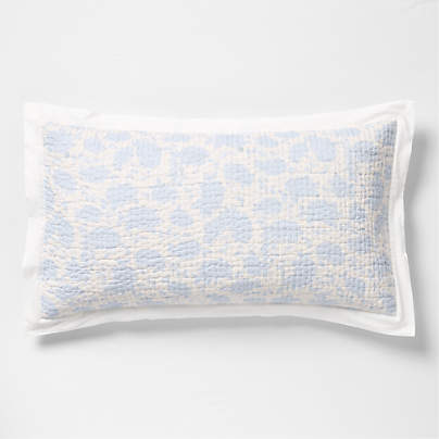 Celeste Washed Cotton Light Blue Floral King Bed Pillow Sham