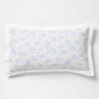 Celeste Washed Cotton Light Blue Floral King Bed Pillow Sham