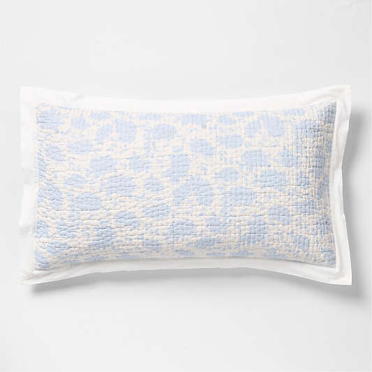 Celeste Washed Cotton Light Blue Floral King Bed Pillow Sham